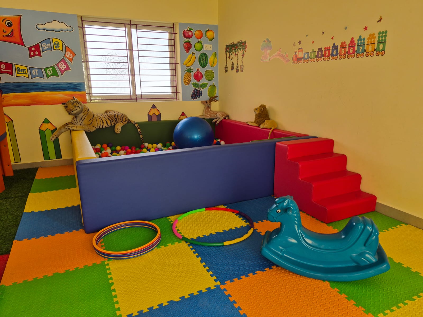Indoor colorful school play area for children